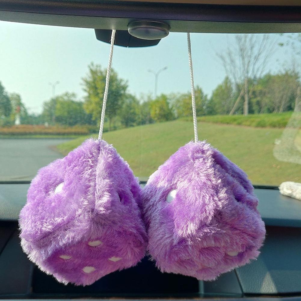 2PCS Car Pendant Fuzzy Dice Dots Rear View Mirror Hangers Car Interior Decoration Auto Accessories Ornaments Car-Styling