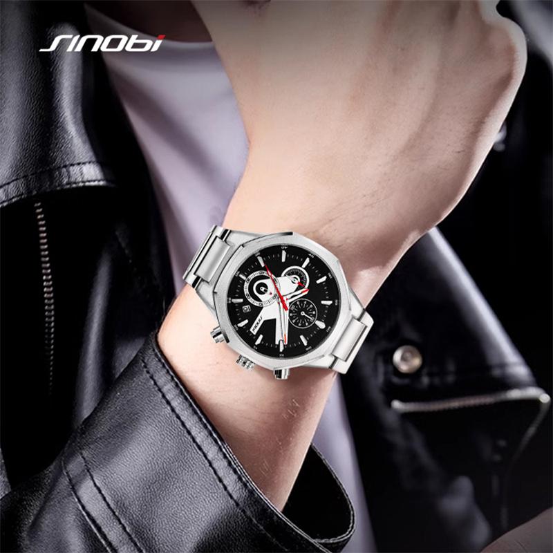 SINOBI Design nou Ceasuri cu calendar pentru bărbați Stiluri de modă Ceasuri de mână cu quartz pentru bărbați Cronograf original Cadouri pentru bărbați Ceas