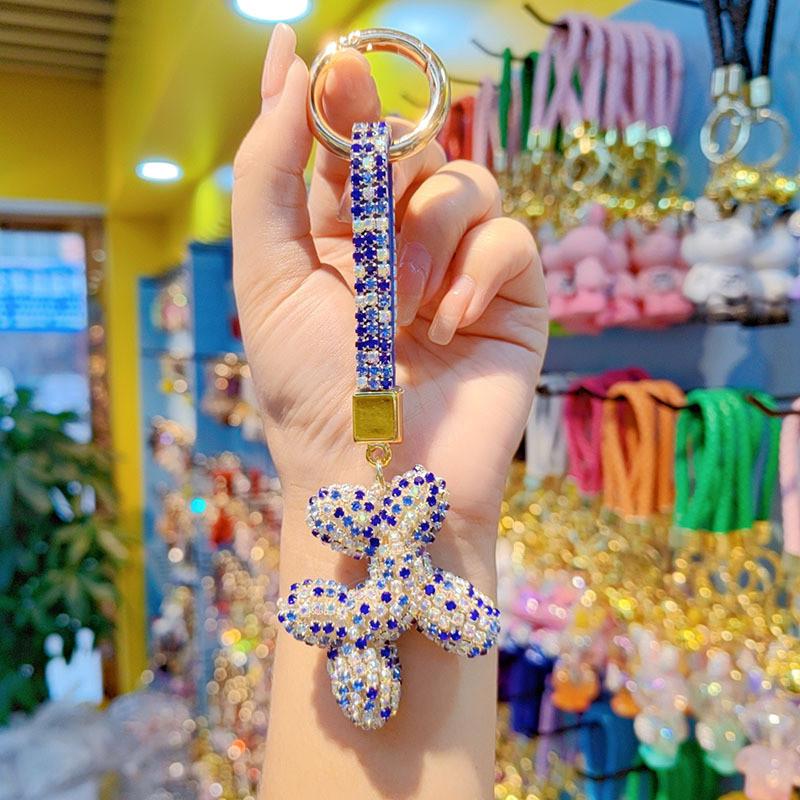 Balloons Dog Keychain With Czech Rhinestones For Gift And Party Decor