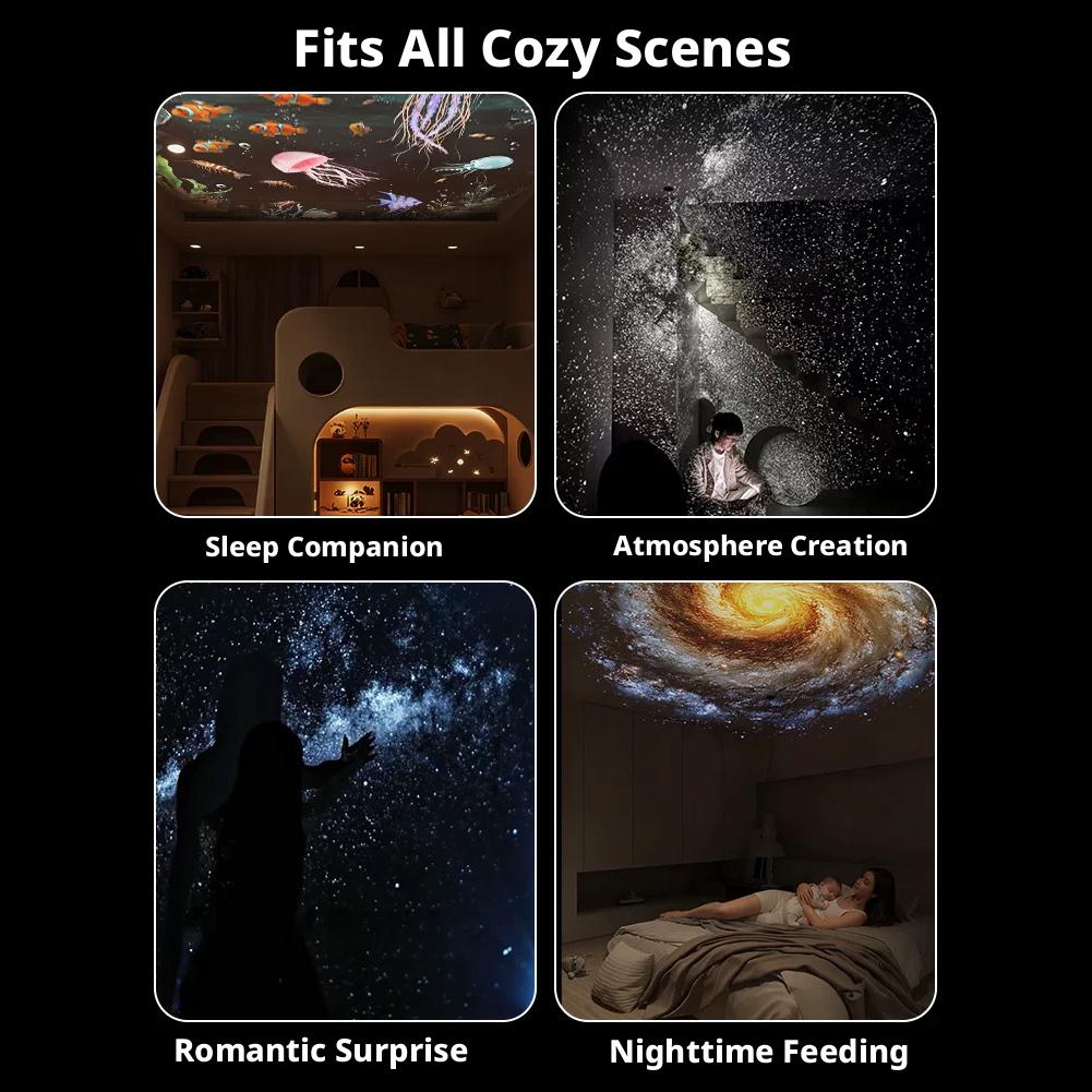 LED Sunset Wireless Charging Night Light HD Galaxy Star Projection Lamp Night For Bedroom Decoration Plug Play Kids Gift