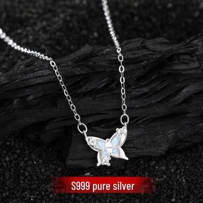 S999 Sterlingsilber Sternenlicht Schmetterling Halskette: Niedliche, vielseitige Schlüsselbeinkette für Damen, Choker im Mori-Stil