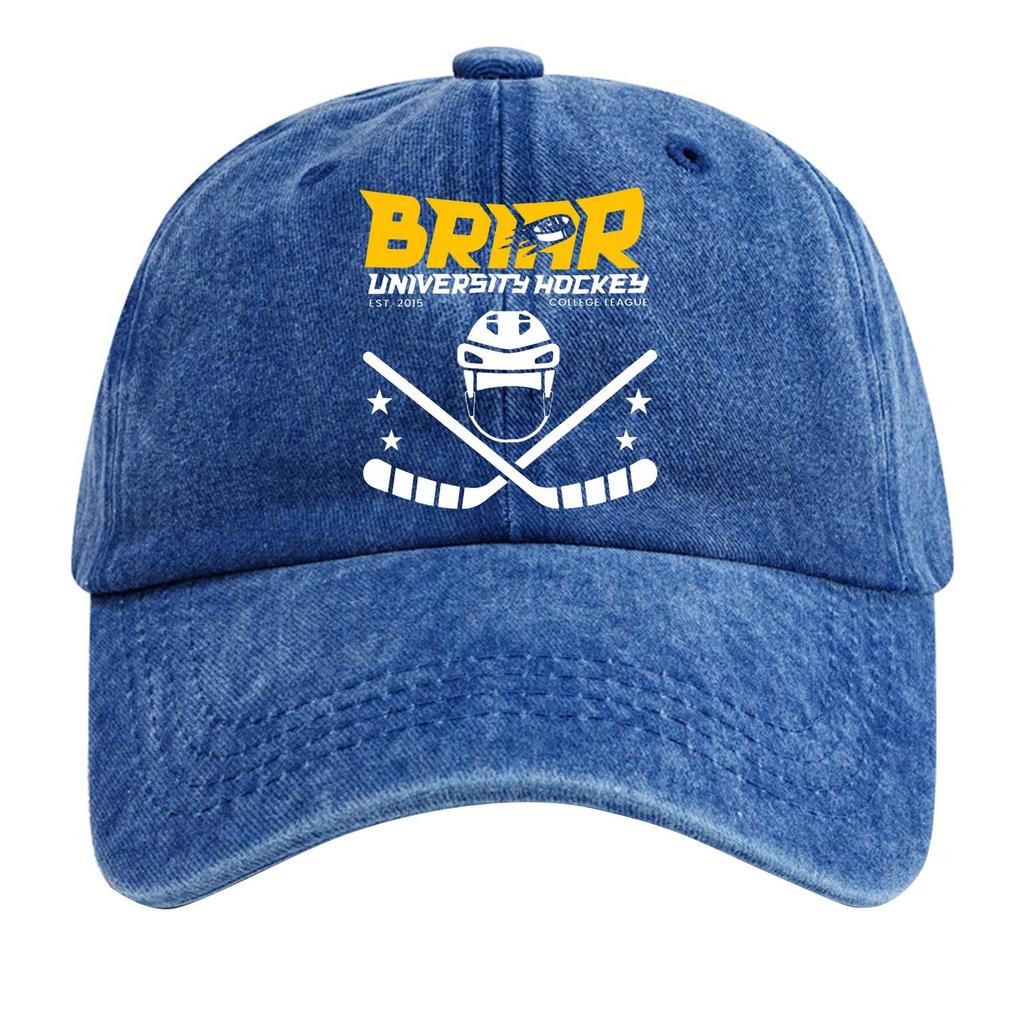 Washed Cotton Baseball Cap Vintage Soft Top Denim Hat Adjustable Strap Printed Design College League Sports Style Unstructured Fit