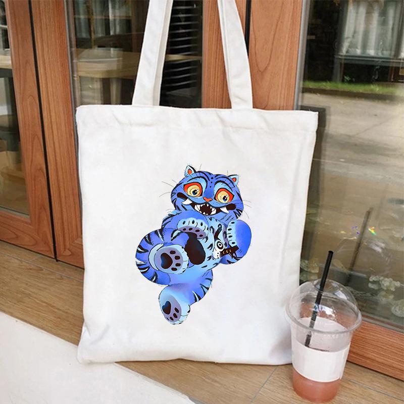 KPOP Demon Hunter Tiger Print Student Shoulder Canvas Bag Shopping Tote Bag KTB