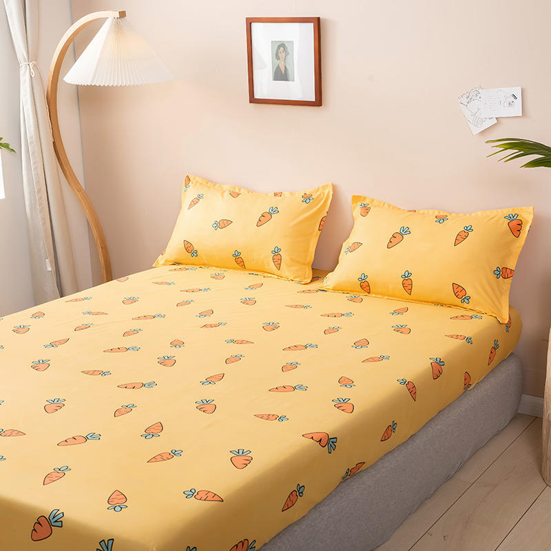 Bonenjoy 1 Stk. Matratzenschoner mit Gummizug Twin/Full/Queen/King Size Spannbettlaken Karottenmuster Bettlaken für Erwachsene Kinder