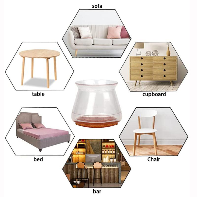 Transparent Chair Leg Protector Non-slip Protect Floor From Scratches For Tables Cabinets Beds