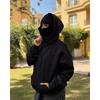 STREETRICH Herren und Damen Sturmhaube Y2K Gothic Harajuku Winter Neuheit Sweatshirt mit doppelter Kapuze Maske mit Reißverschluss Sportbekleidung