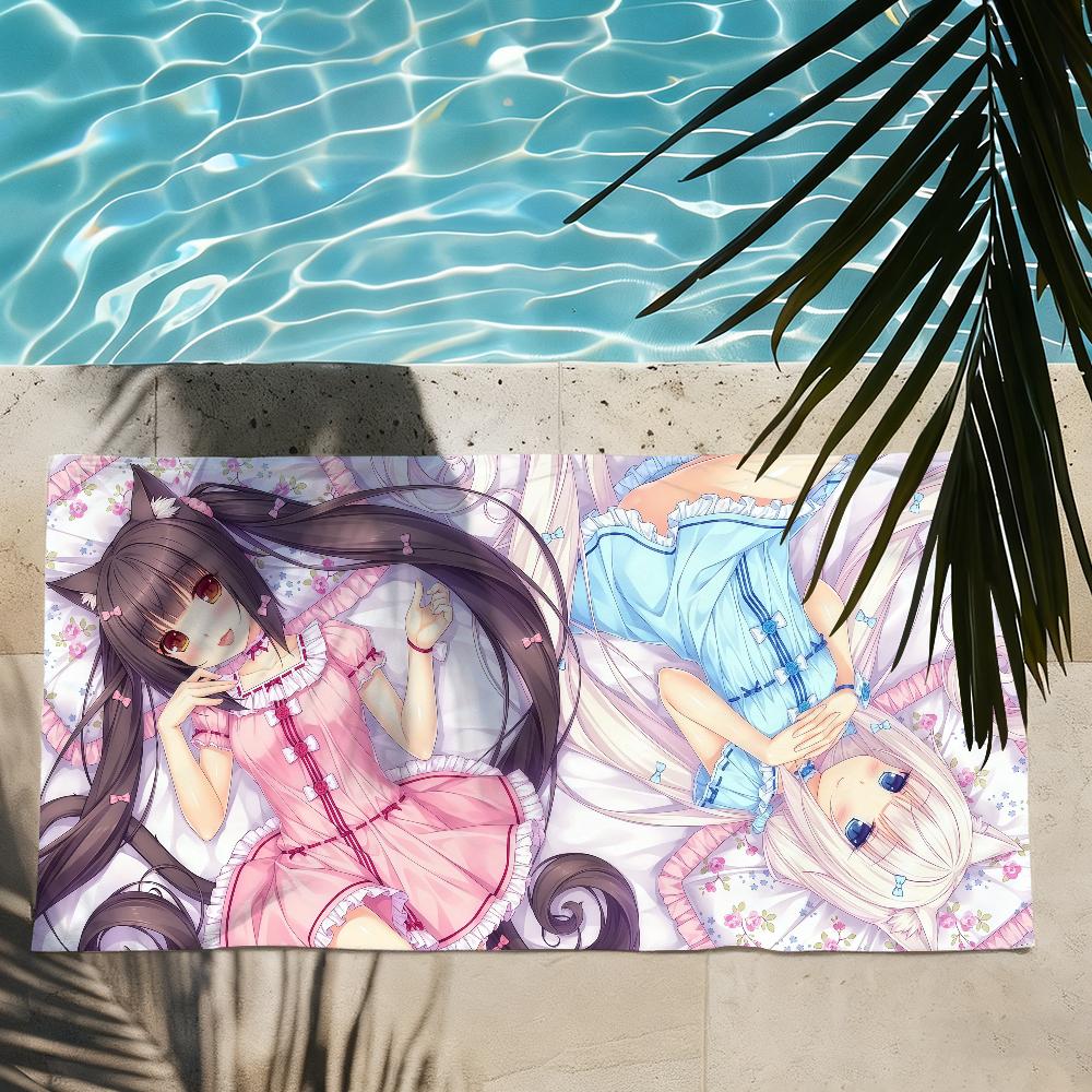 Anime Nekopara Kawaii Towel Quick Drying Beach Towels Are Suitable For Swimming Pools Camping Yoga And The Gym
