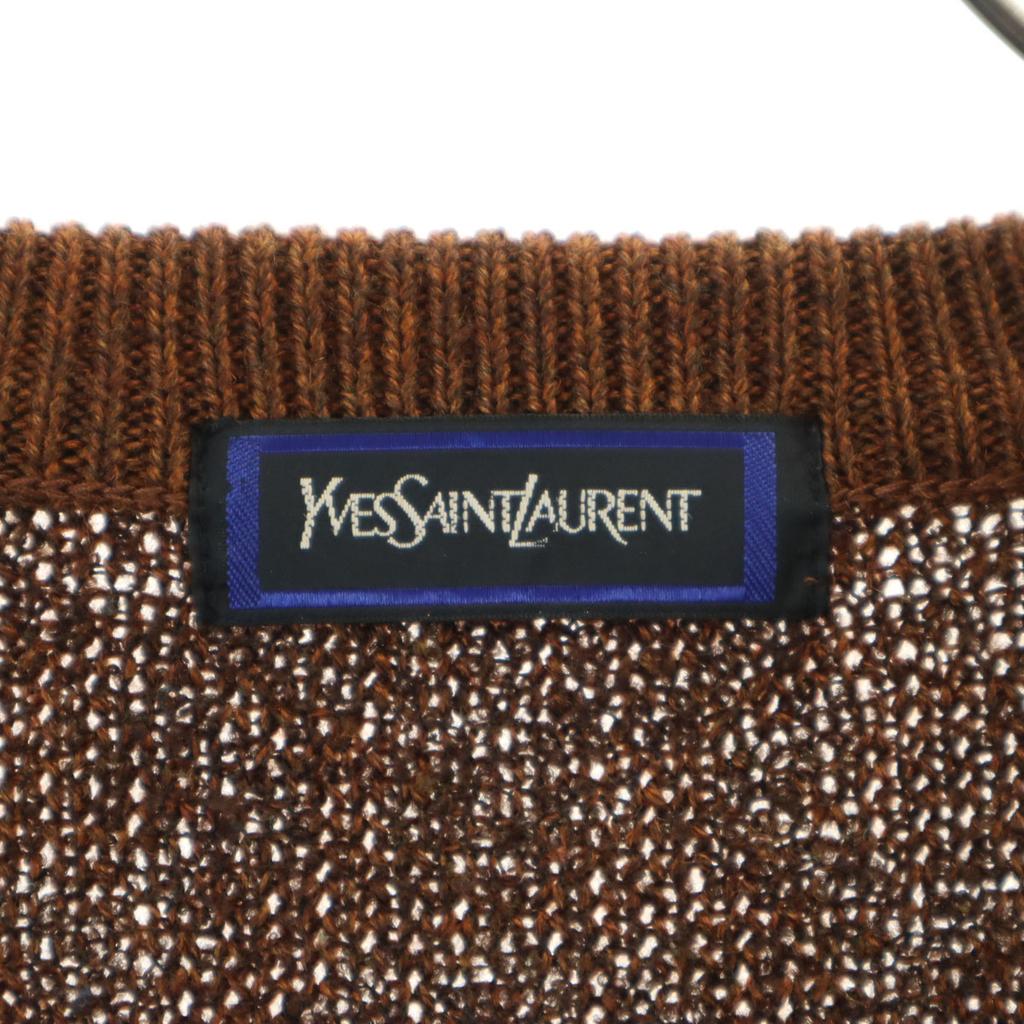 Yves Saint Laurent 90s Old Overall Handle Long Sleeve V Neck Sweater Knit Women Used