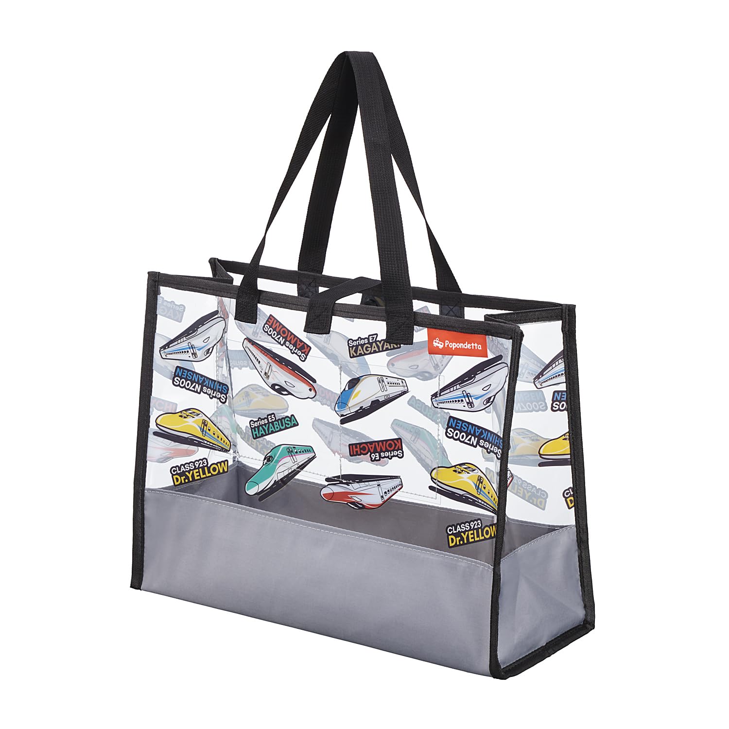 

[Popondetta] Railway Beach Bag, Shinkansen Design, Water Resistant, Easy to Clean, Travel Tote Bag