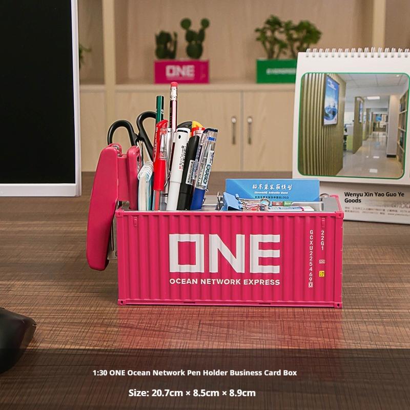 2025 Mini Pencil Holder Shipping Cargo Shape Container Desk Top Pen Holder Storage Box for Office Gifts Custom Folders