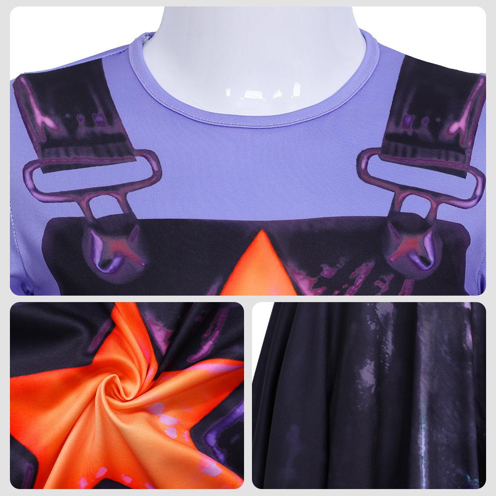 C Poppy's Playtime Lily Short Sleeve Cos Dress Girls Halloween Party Show Dress X