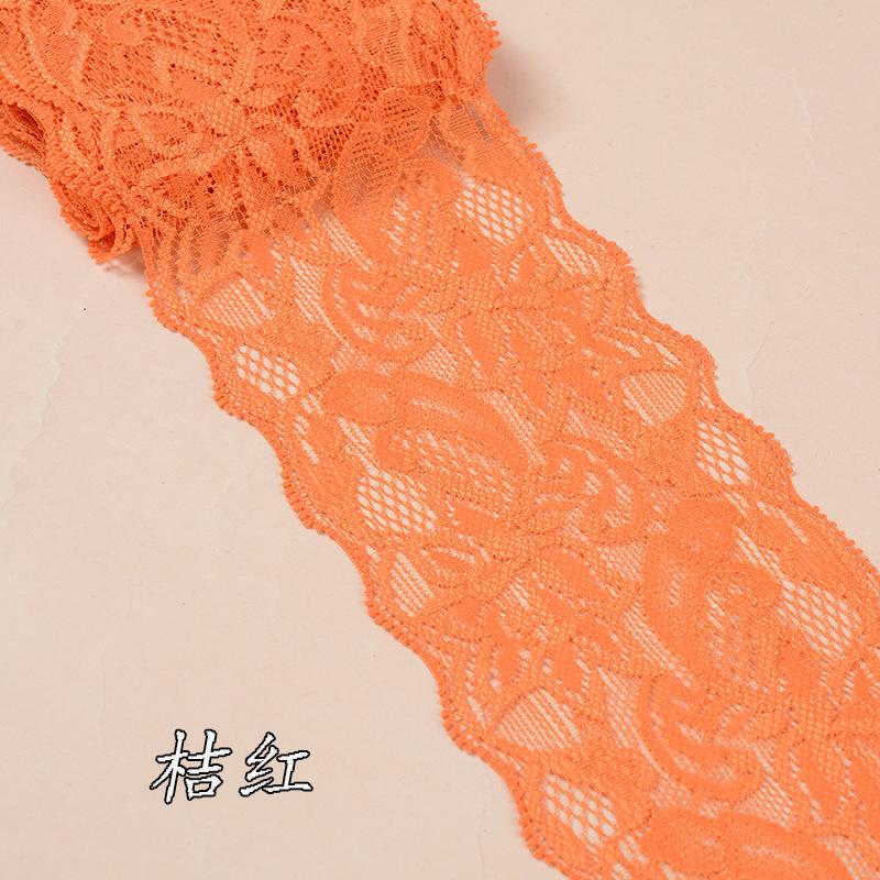 Buntes elastisches florales Spitzenband DIY Bekleidung Nähstoff 8cm breit Schwarz Weiß Rot Rosa Blau Lila Grün Gelb Spitzenband