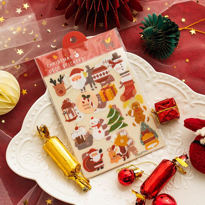 Festive Christmas Atmosphere Scene Stickers for Holiday Decoration Lucky Christmas Cards (30 pieces) - with Lanyard