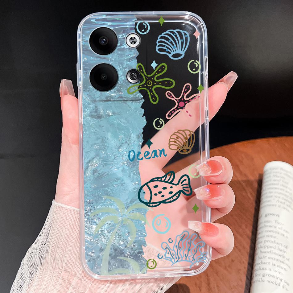 For Oppo Reno 9 Pro Plus 5G Phone Case Lovely Cartoon Soft TPU Transparent Silicone Lightweight Back Cover For Oppo Reno9 Funda