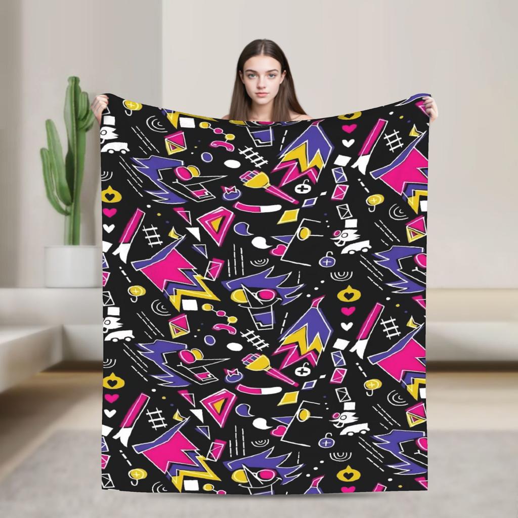 Gra Deltarune Tenna TV Koc Flanelowy Zabawny Koc Rzutowy do Domu Hotelu Sofy 150*125cm Pluszowa Cienka Kołdra
