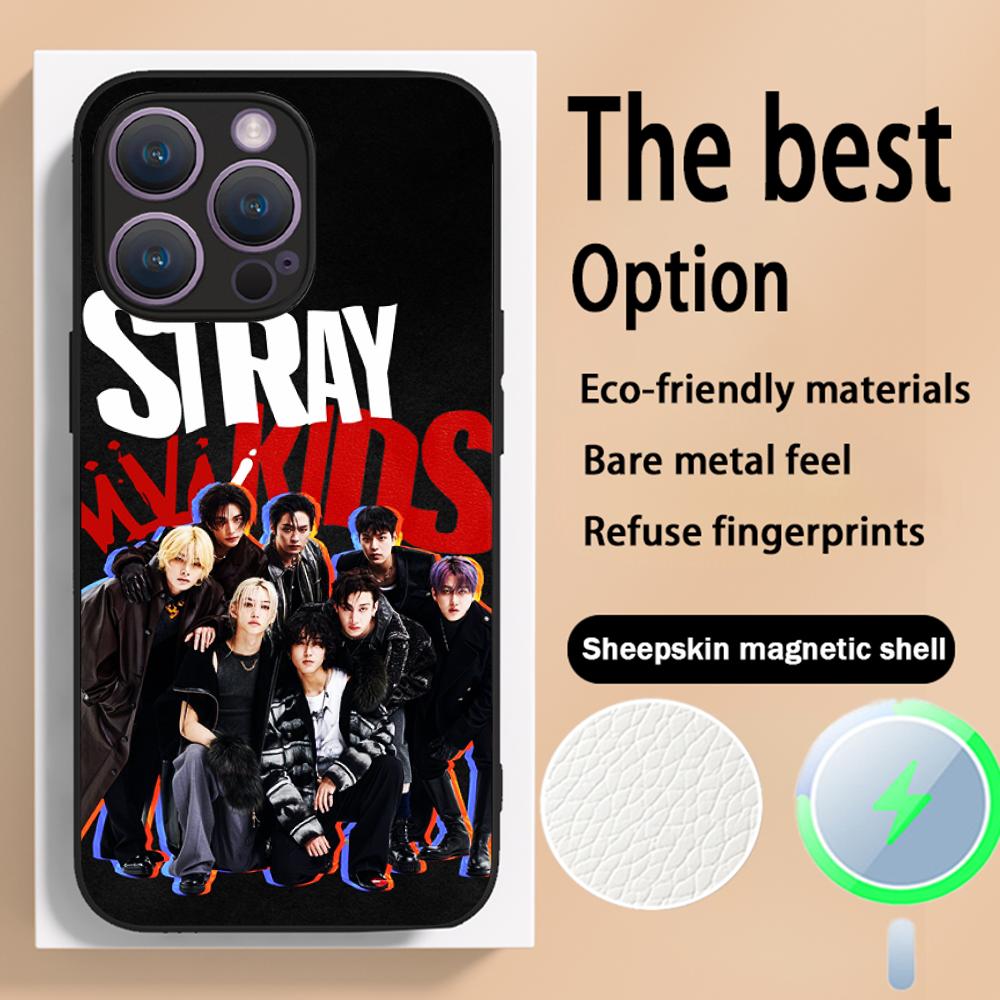 S-str-ay Coo kidEs Poster Design Phone Case For iPhone 16 15 14 13 12 11 Plus Pro Max High-end Luxury Magsafe Sheepskin