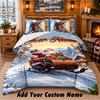 Christmas Custom Name Pattern Bedding 3Pcs Set Bed Sheet Pillowcases Indoor Bedroom Holiday Gift