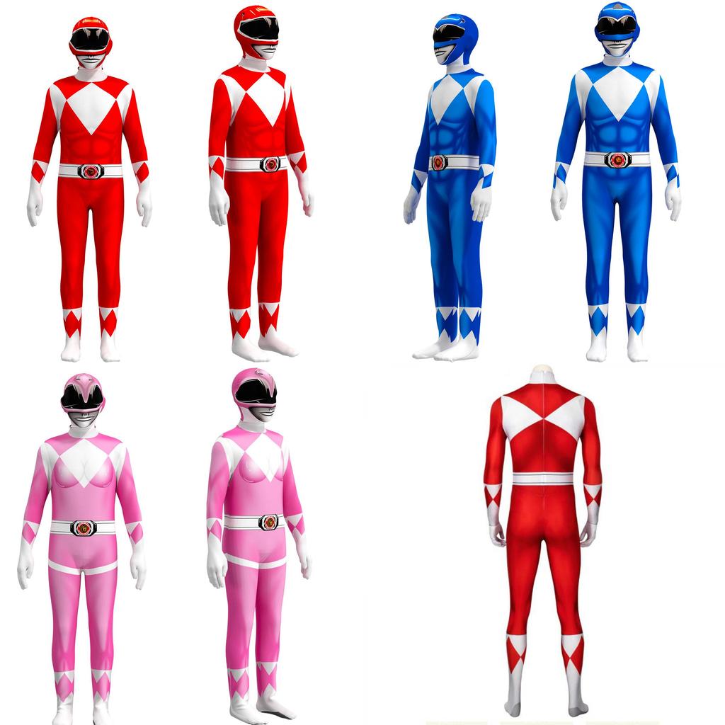 Rangers Costume For Kids And Adults Featuring Durable Jumpsuit And Character Mask**