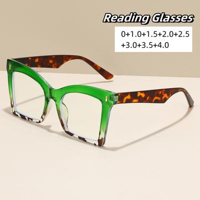 Women Large Frame Personalized Reading Glasses Ultra Light Cat Eye Presbyopia Eyewear New High Definition Far Sight Eyeglasses