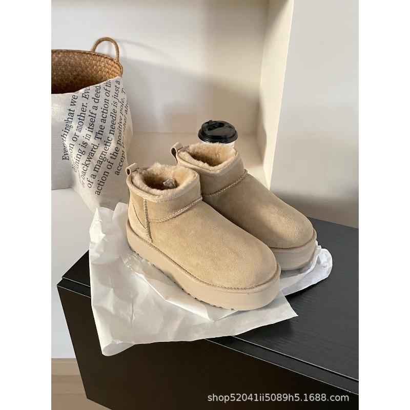 Fur integrated short tube i mini snow boots piled thickened thermal cotton boots