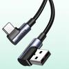 Ugreen 90° Angled Cable Usb C - Usb 2.0 480Mb/S 3A 3M Black (Us176)
