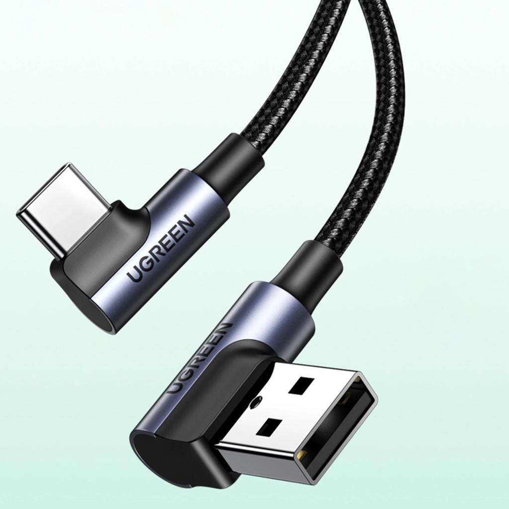 Ugreen 90° Angled Cable Usb C - Usb 2.0 480Mb/S 3A 3M Black (Us176)