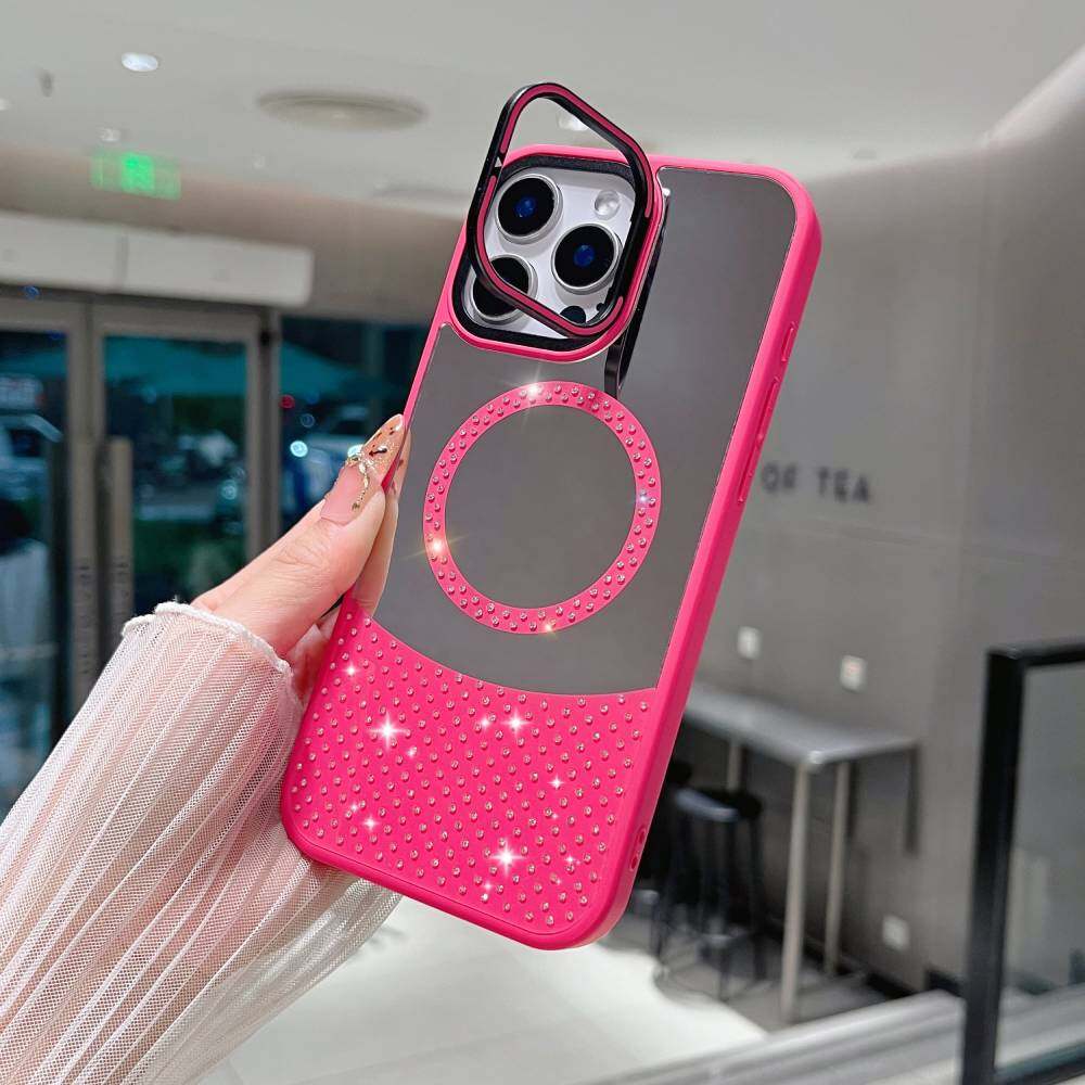 

Зеркальный чехол для Samsung Galaxy S24 Ultra/ S25/ S25 Plus/ S24 FE MagSafe Magnetic Makeup Candy Color Glitter Phone Cover с подставкой Galaxy S24 FE розы красного