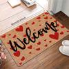 1pcs Entrance Mat, Welcome Home - Heart Elements Pattern Printed Carpet, Polyester Non-slip Floor Mat, Entrance Mat, Carpet