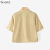 ZANZEA Women Casual Turn Down Collar Loose Summer Half Sleeve Blouse