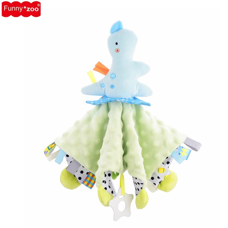 Funnyzoo Baby Animal Soothing Toy & Blanket with Teether and Rattle Bib