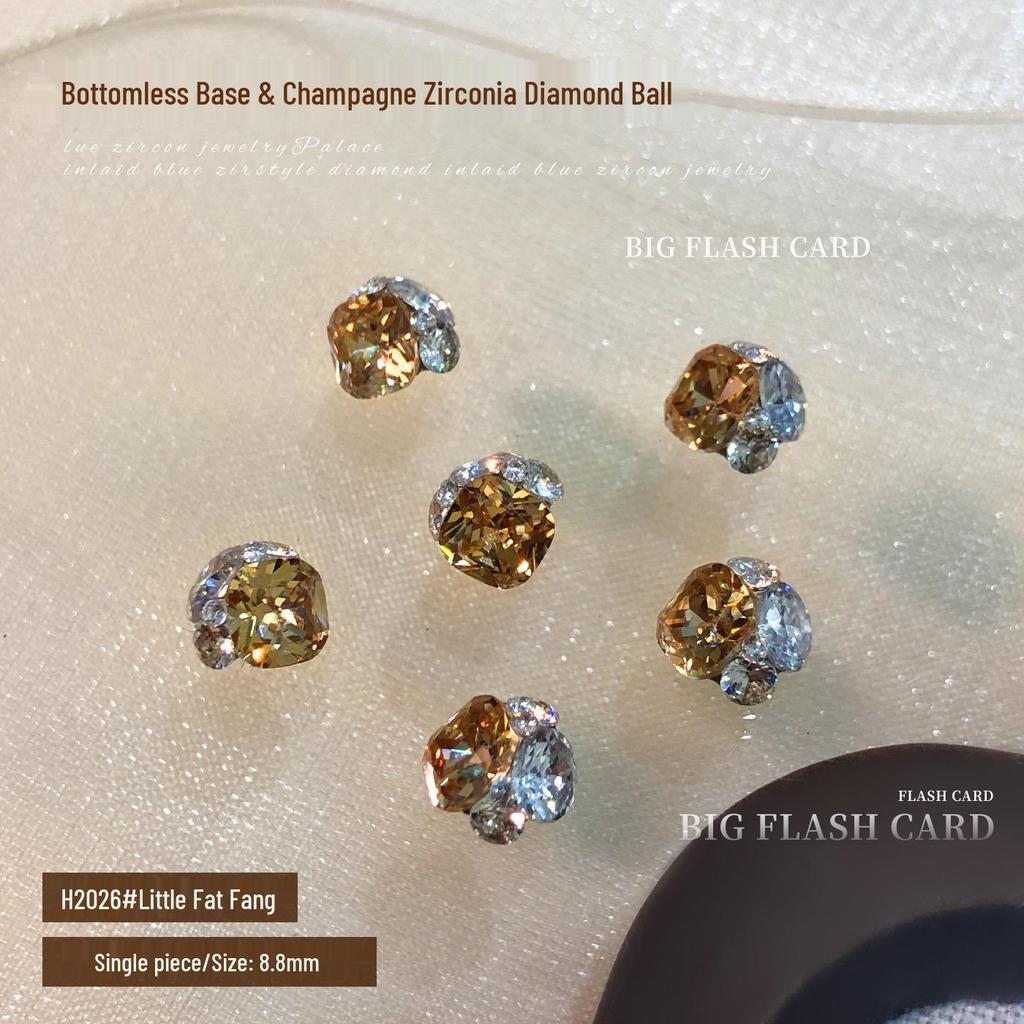 Champagne Bottomless Tray Zircon Nail Art Accessories - Super Flash Heart Dove Egg Stacked Drill Ball.