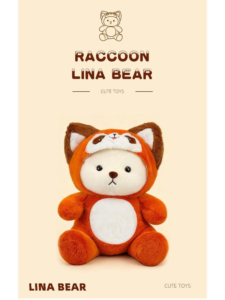 Cute Raccoon & Bear Plush Toy - Lina Teddy Stuffed Animal