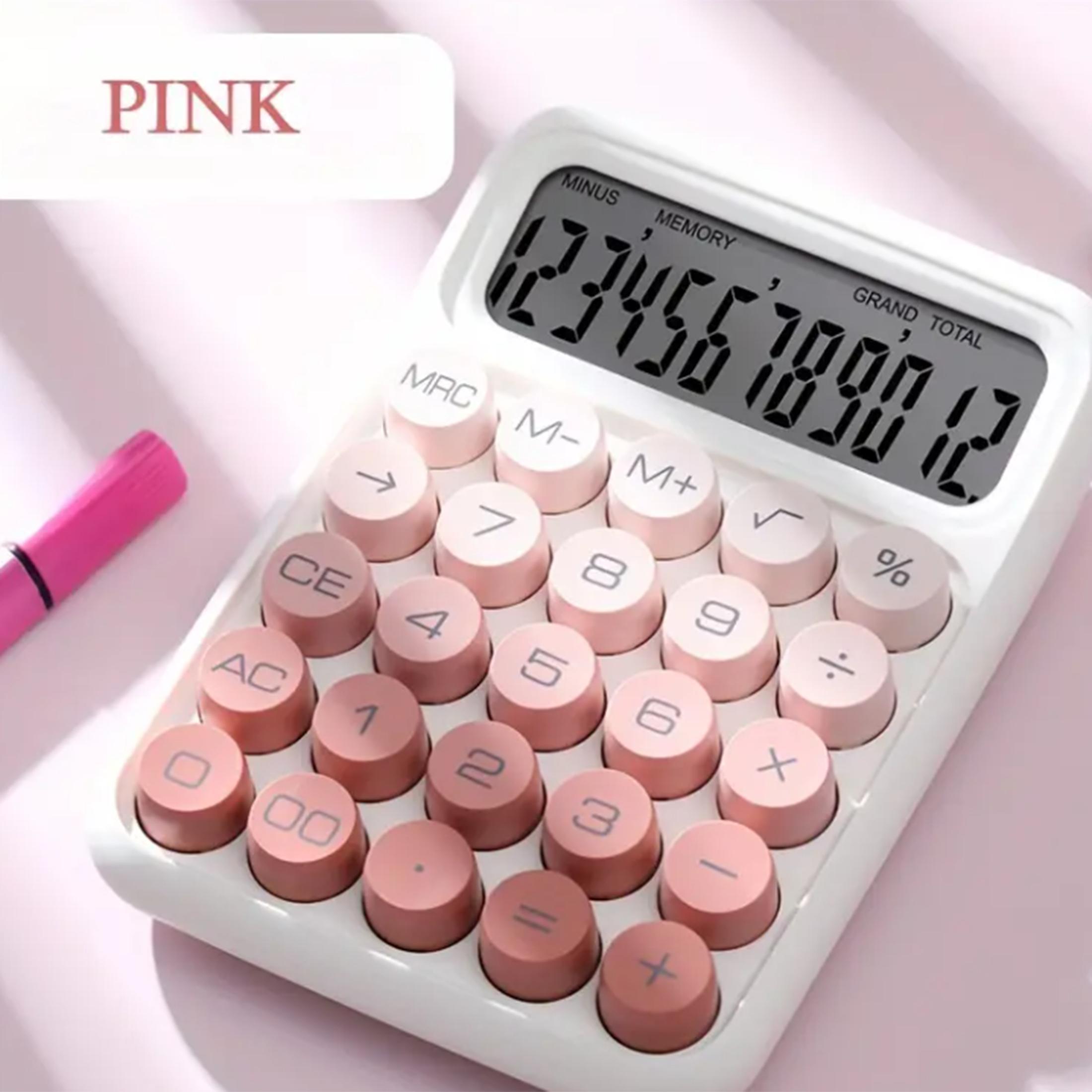 

Student Office Big Button Calculator | Big Button Operation Easy Display Number Clear Error-free Learning Office Good Helper Size fits all&Plastic розовый