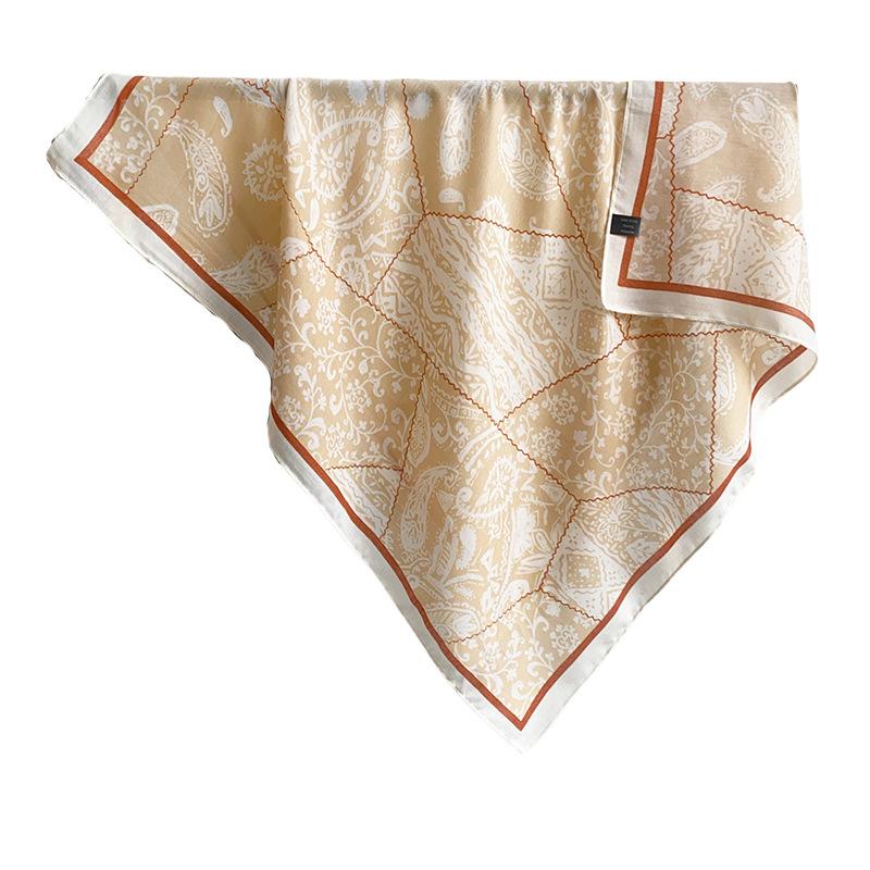High-end  Elegant and Fashionable Temperament  Herringbone Square Scarf  Korean Niche Retro Ladies Plant Floral Printed Silk Scarf