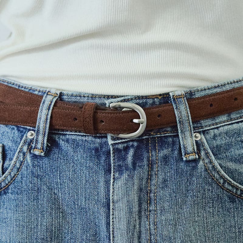 

ваш КОЖАНЫЙ РЕМЕНЬ С КРУГЛОЙ ПРЯЖКОЙ / ЗАМШЕВЫЙ КОРИЧНЕВЫЙ SWEDE BROWN