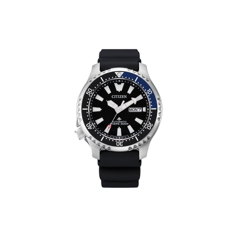 CITIZEN stainless steel waterproof diving sports mechanical watch mechanical movement rubber strap men s watch black dial NY0111-11E чёрный