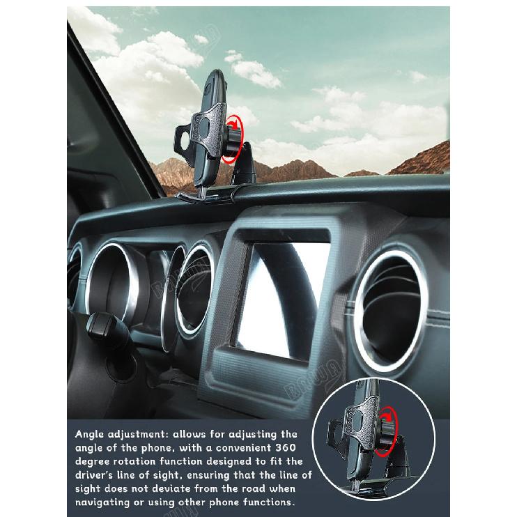 BAWA Car Adjustable Mobile Phone Holder GPS Stand Braket Mount Accessories For Jeep Wrangler JL JT 2018 2019 2020 2021 2022 2023