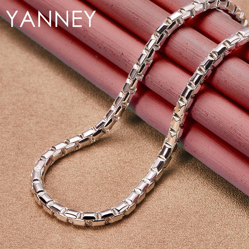 

925 Sterling Silver 18 Inches 4MM Box Chain Necklace For Men Women Fashion Hip Hop Charm Gift Jewelry Wedding 45cm 18inches