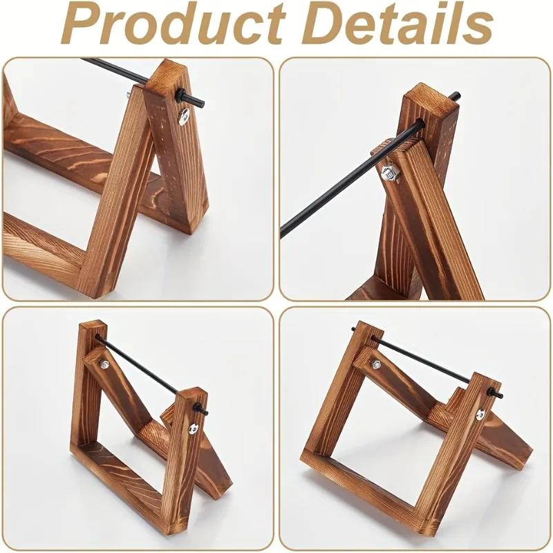 Top Quality Wooden Yarn Ball Holder Horizontal Storage Rack for Crochet Knitting Tassel Organizer Spinning Wheel Craft Accessory
