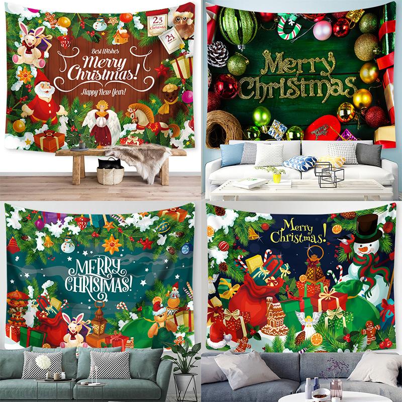 Christmas Tree Tapestry Santa Claus Hanging Cloth Background Cloth Christmas Tree