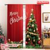 2pcs 2D Flat Printing Christmas Window Curtains Merry Christmas Tree_c Polyester Without Electricity Festive Wall Decor for