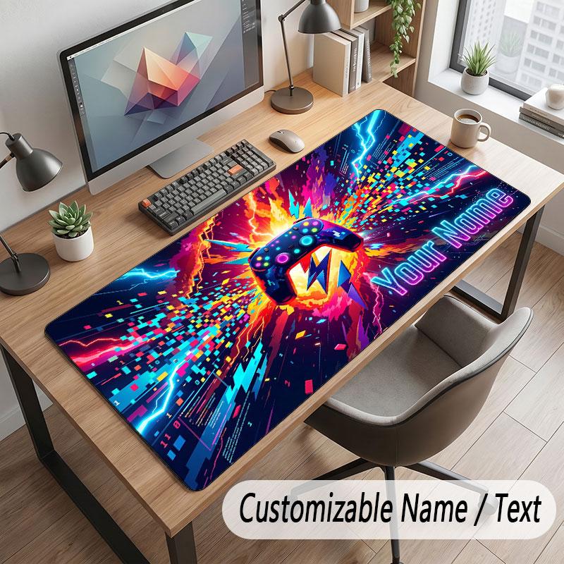 Game Controller Theme Customized Mouse Pad Personalized Print Name Text Desk Mat For Home Office Table Decor