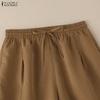 ZANZEA Women Casual Elastic Waist Solid Color Loose Summer Shorts