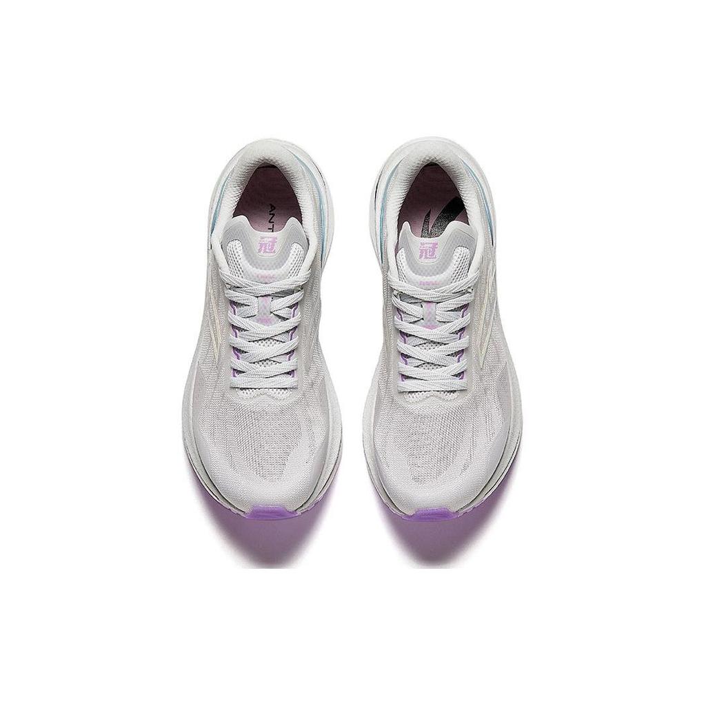Anta Champion Running Shoes Pro Shock Absorbing Durable Low Top Women Sneaker Gray Purple 122425561-4