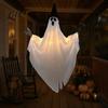 Leuchtende Geisterdekoration Halloween Hängend mit Hexenhut, Leuchtende Gruselige Spukhaus Requisiten Außen Dekoration für Veranda Baum, Szene Ornament