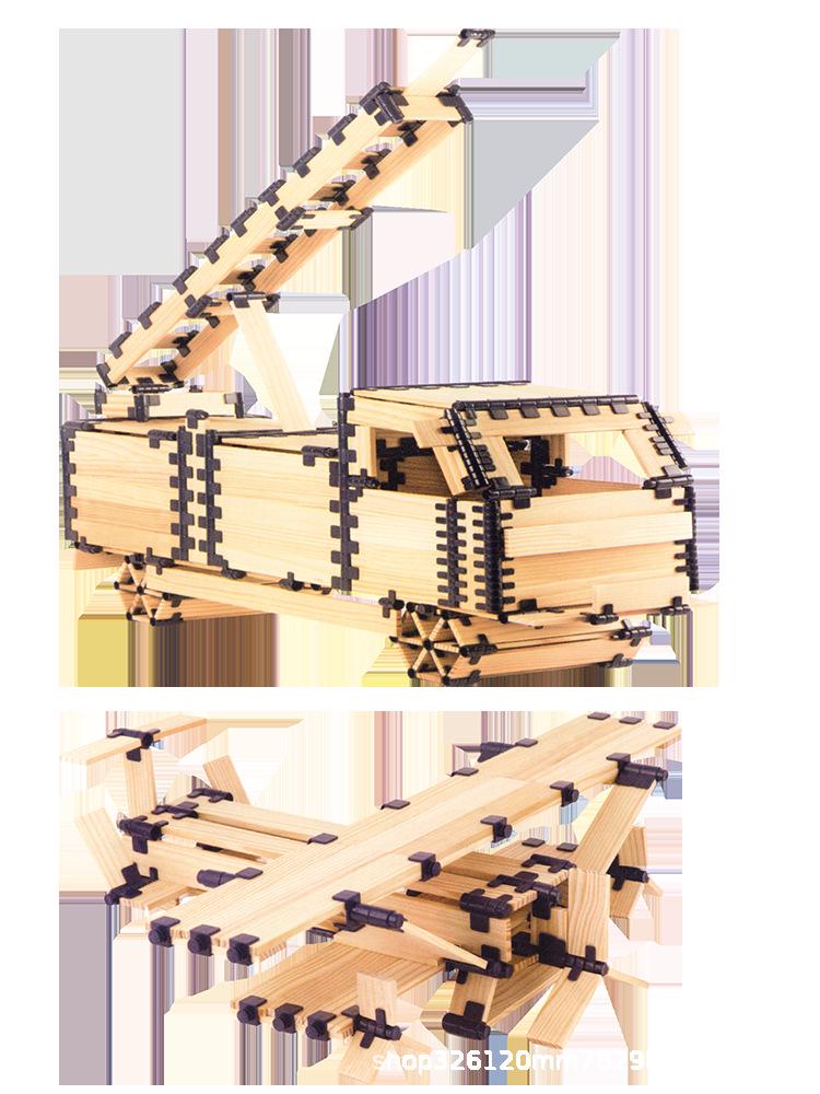 Kids' Master Architect Interlocking Wooden Building Blocks – Educational Assembly Toys for Kindergarten