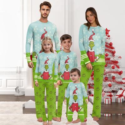 Christmas Prints Family Matching Long Sleeve Tops+Pants Set Family Matching Sets