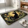 Golden Feline Elegance Floor Mat Machine Washable Soft Flannel Area Rug, Non-Slip Absorbent Floor Mat for Living Room Bedroom