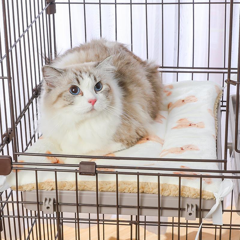 Winter Plus Samt und Verdickte Katzenkäfig Spezialunterlage Katzenmatte Warme Flanell Bündelbare Haustierdecke Korallenvliesmatte