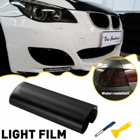 12 x 72 Light Black Matte Tint Film Lens Vinyl Wrap Fit Headlight+Taillight